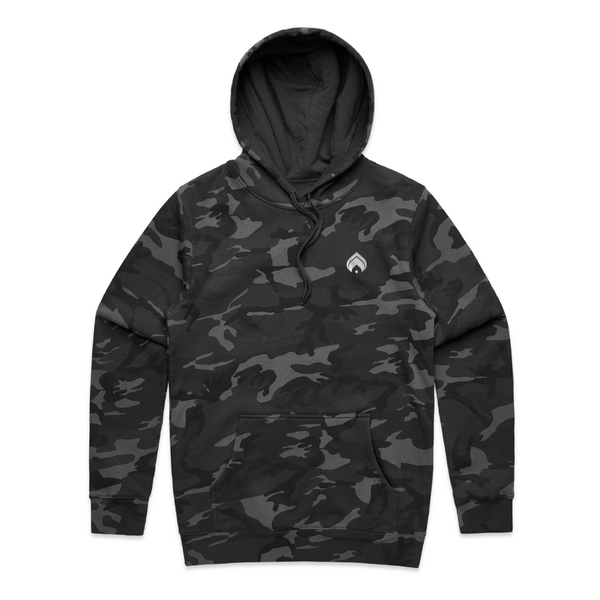 EMBROIDERED LOGO - Black Camo Heavyweight Hoodie - Size XXL Only